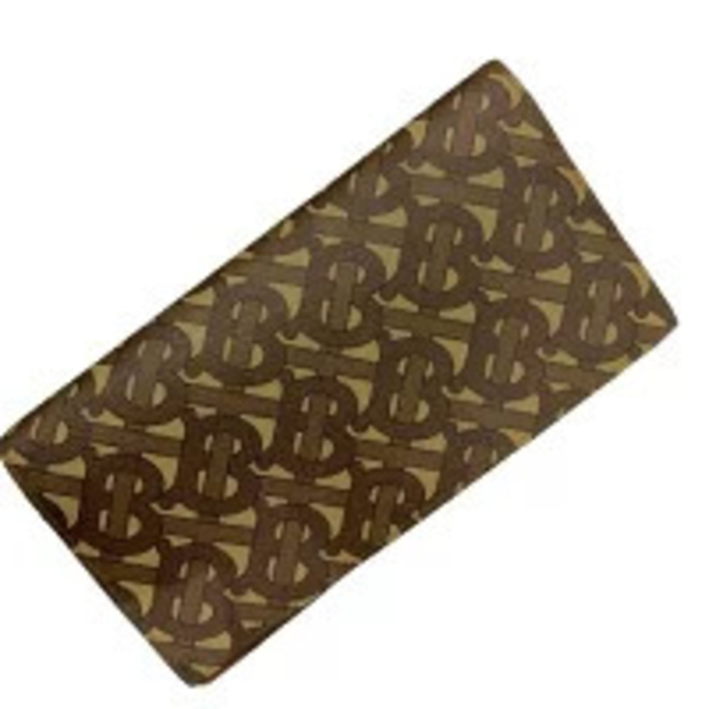 BURBERRY TB Monogram Bi fold Long Wallet Brown BRIDLE E canvas